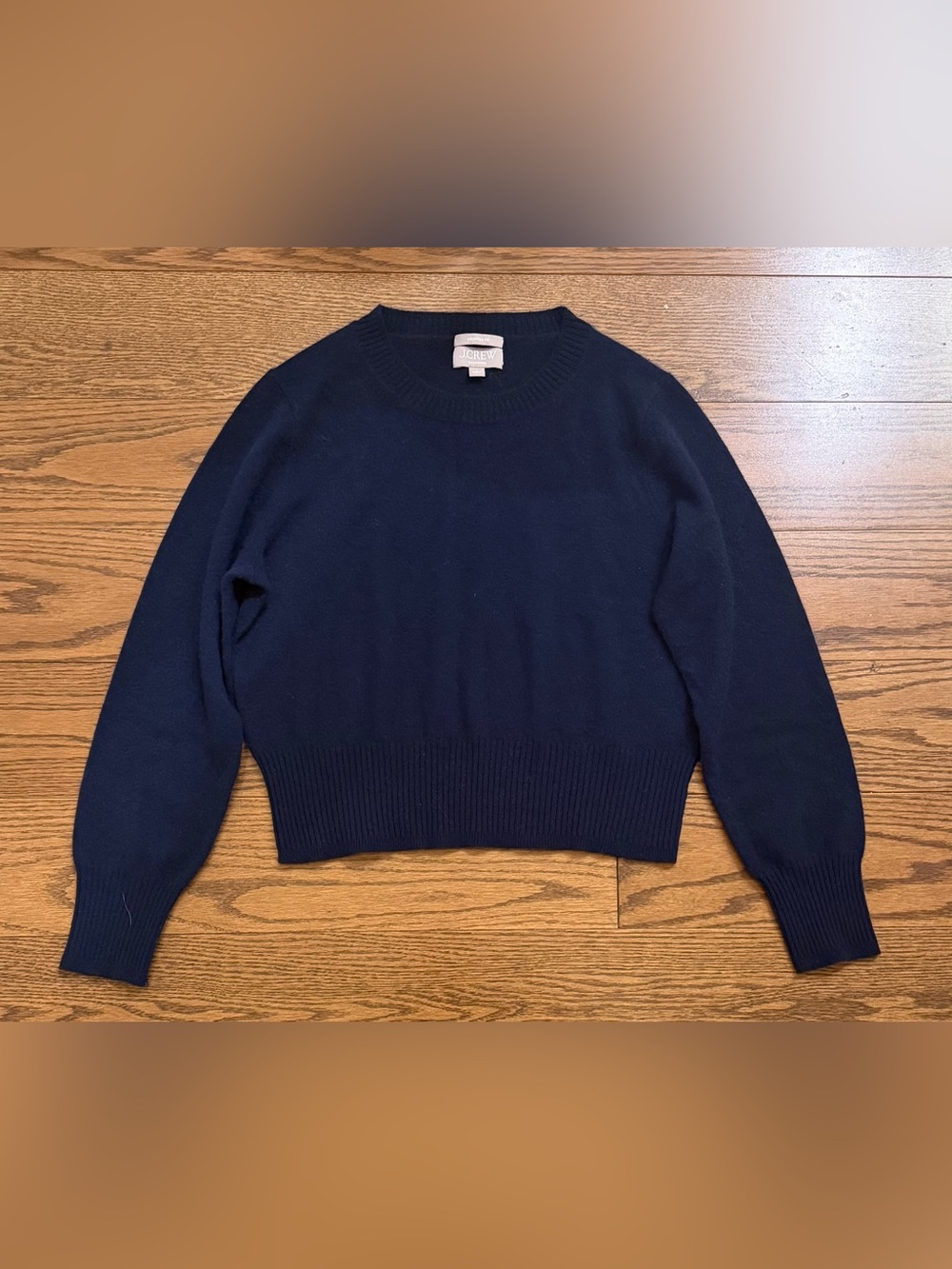 J. Crew Navy Cashmere Cropped Crewneck Sweater